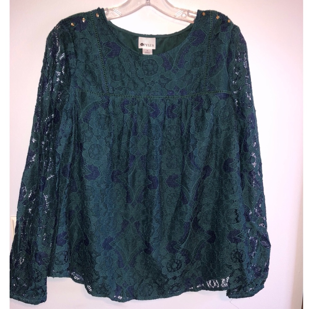 Stylus green lace blouse